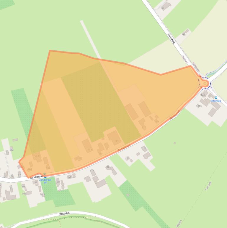 Kaart van postcodegebied 4184EM.