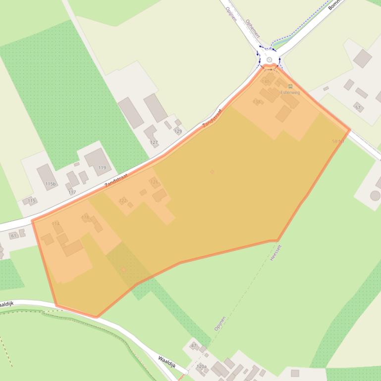 Kaart van postcodegebied 4184EN.