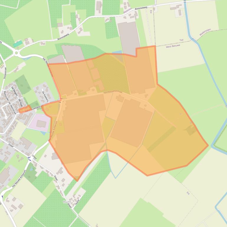 Kaart van postcodegebied 4185NE.