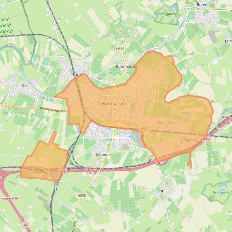 Kaart van postcodegebied 4191.