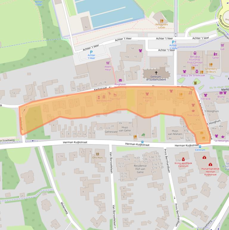 Kaart van postcodegebied 4191AA.