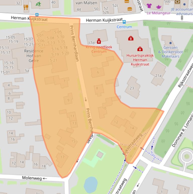 Kaart van postcodegebied 4191AN.