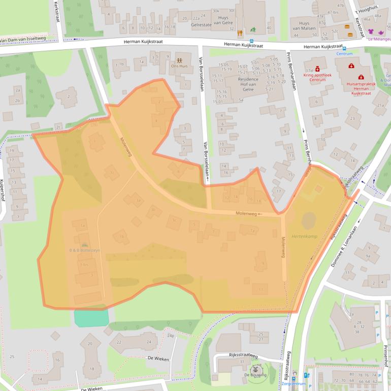 Kaart van postcodegebied 4191AP.