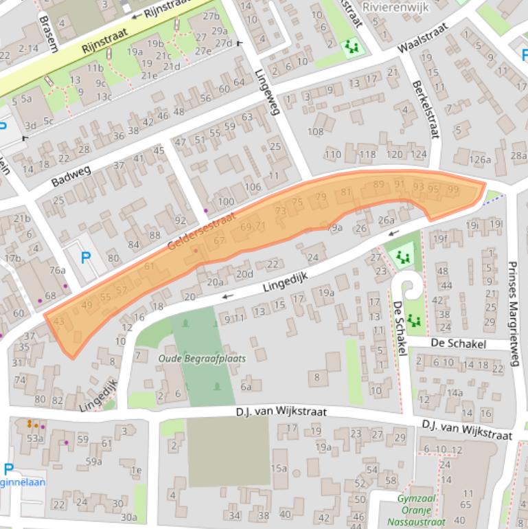 Kaart van postcodegebied 4191BB.