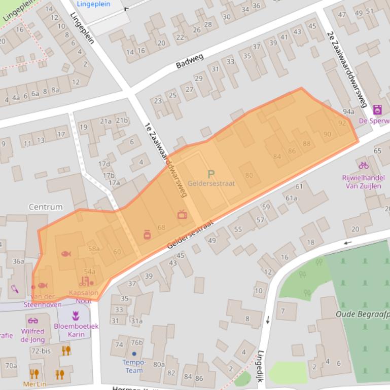 Kaart van postcodegebied 4191BD.