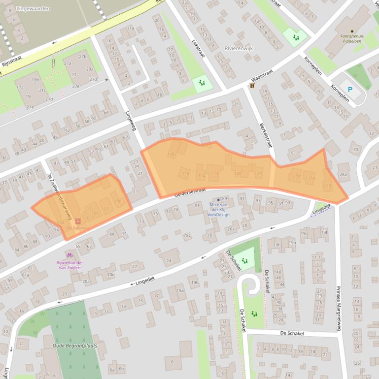 Kaart van postcodegebied 4191BE.