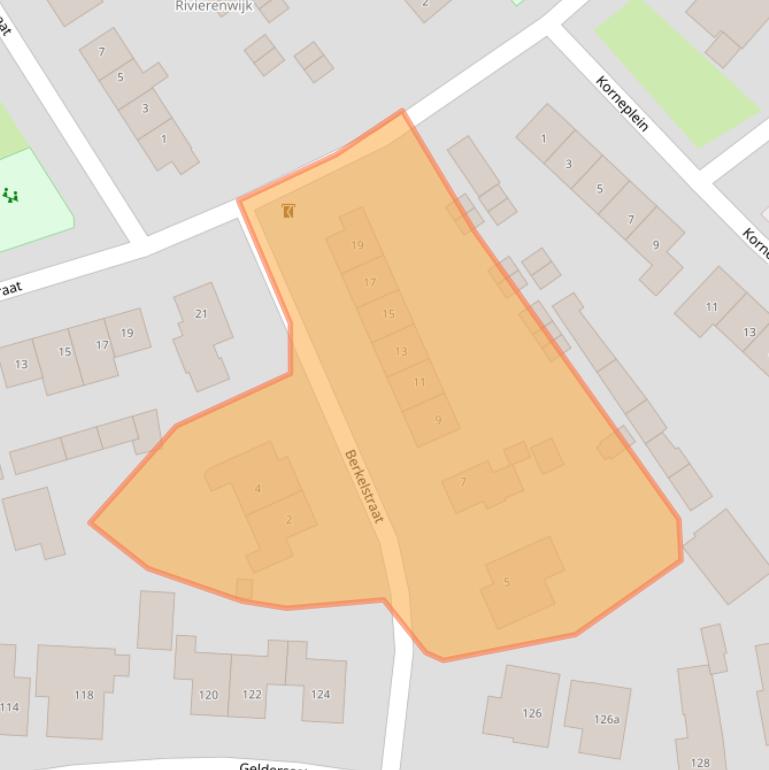 Kaart van postcodegebied 4191BH.