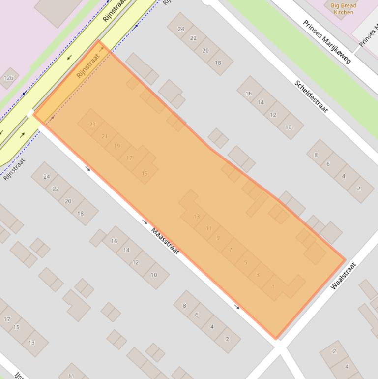 Kaart van postcodegebied 4191BX.