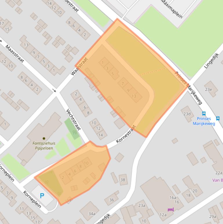 Kaart van postcodegebied 4191CB.