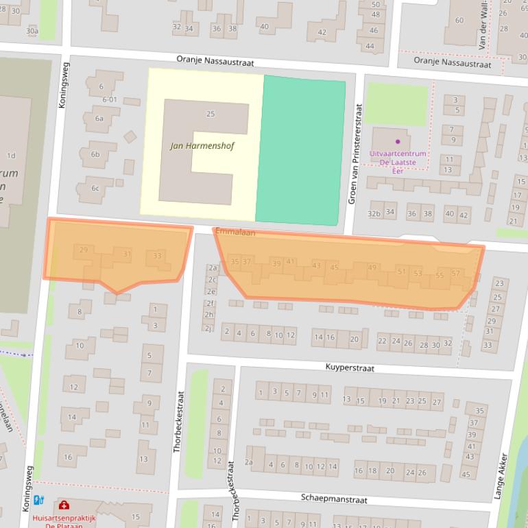 Kaart van postcodegebied 4191EJ.