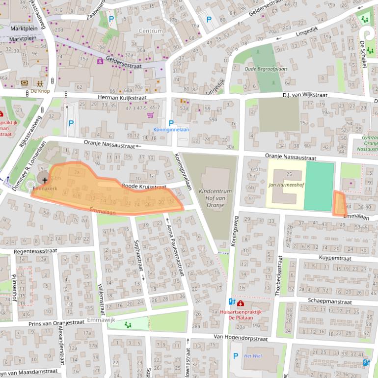 Kaart van postcodegebied 4191EK.