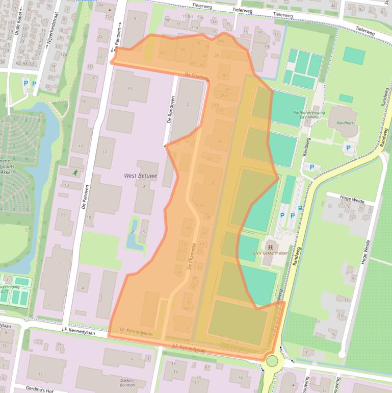 Kaart van postcodegebied 4191GT.