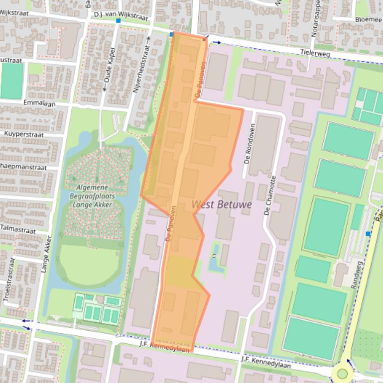 Kaart van postcodegebied 4191GW.