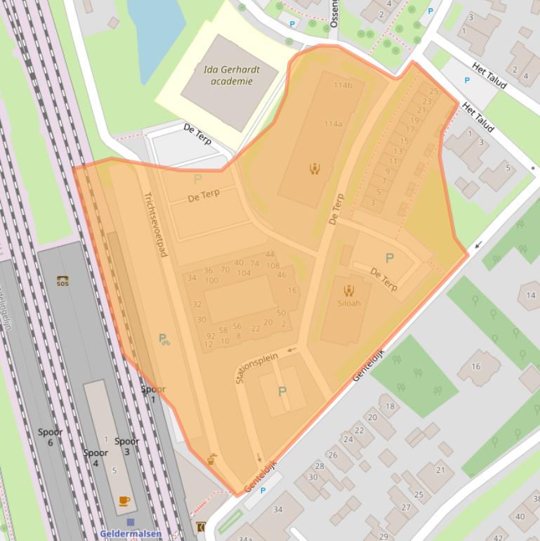 Kaart van postcodegebied 4191LG.