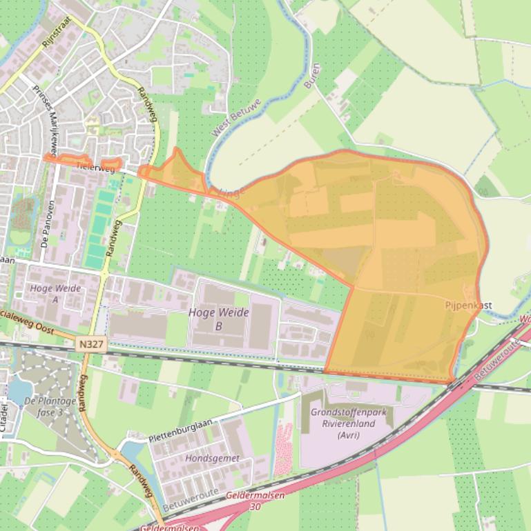 Kaart van postcodegebied 4191NG.