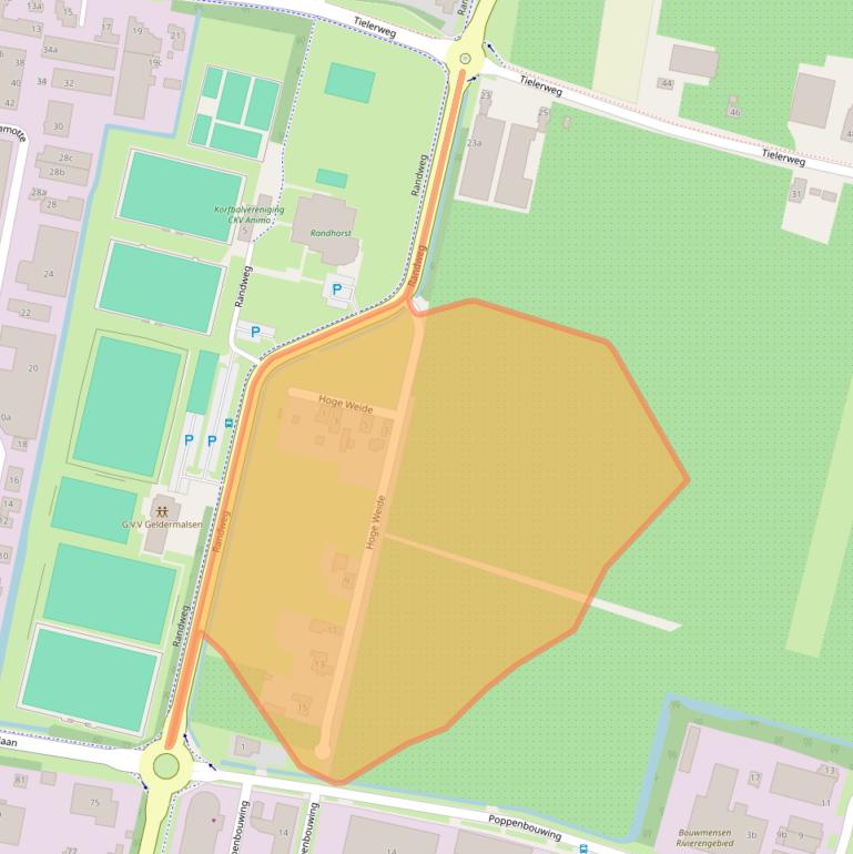 Kaart van postcodegebied 4191NH.