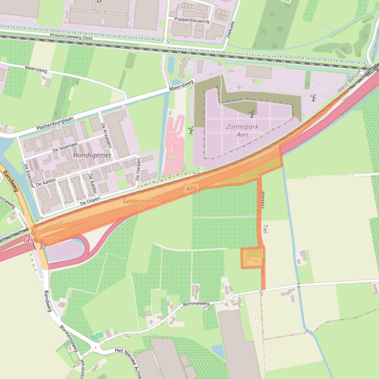 Kaart van postcodegebied 4191NJ.