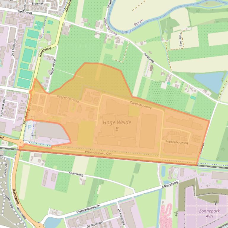 Kaart van postcodegebied 4191NZ.