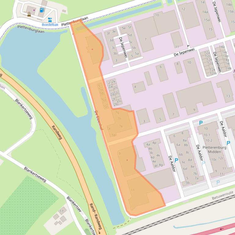 Kaart van postcodegebied 4191PA.