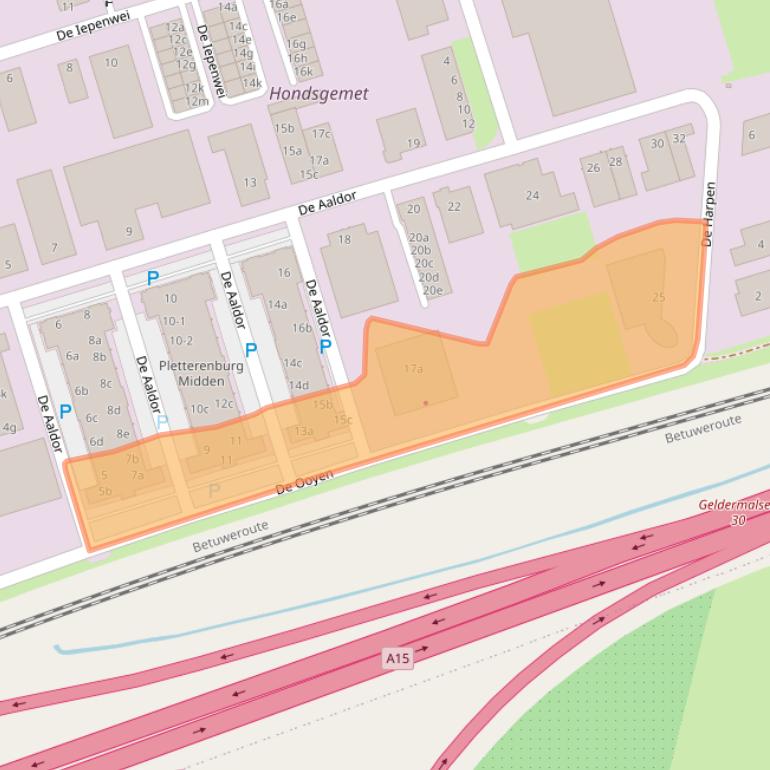 Kaart van postcodegebied 4191PB.