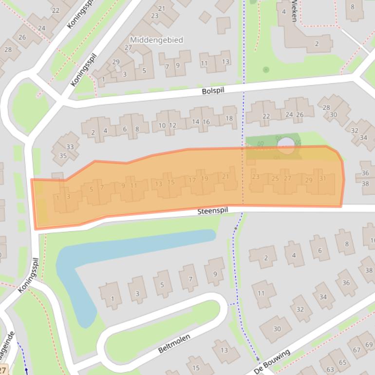 Kaart van postcodegebied 4191TD.