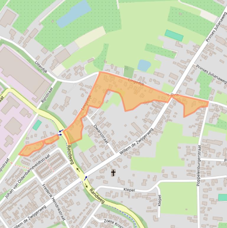 Kaart van postcodegebied 4191VB.