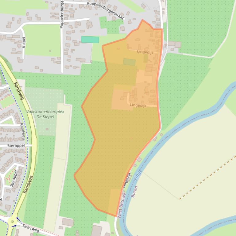 Kaart van postcodegebied 4191VD.