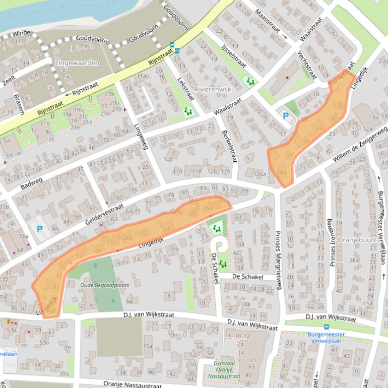 Kaart van postcodegebied 4191VE.