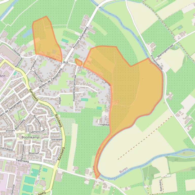 Kaart van postcodegebied 4191VH.