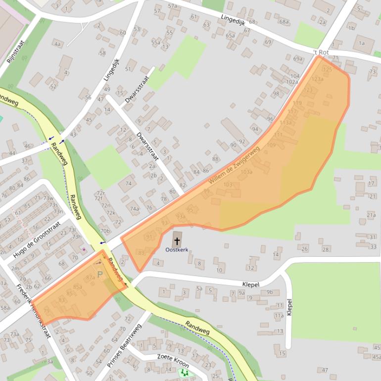 Kaart van postcodegebied 4191WD.