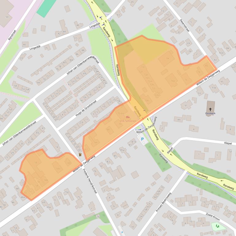 Kaart van postcodegebied 4191WG.