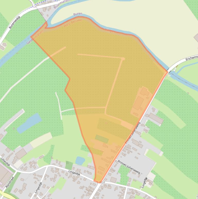 Kaart van postcodegebied 4191WK.