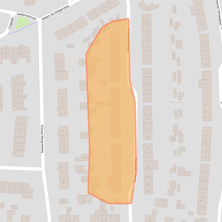 Kaart van postcodegebied 4191XB.