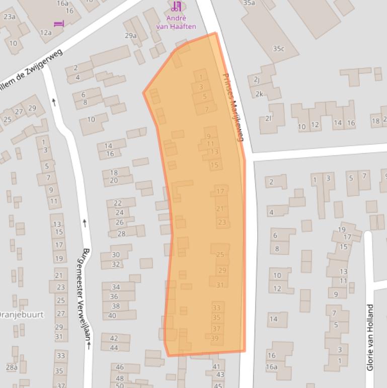 Kaart van postcodegebied 4191XJ.