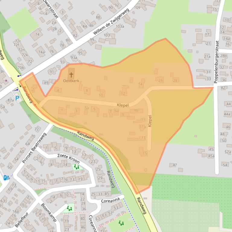 Kaart van postcodegebied 4191ZR.