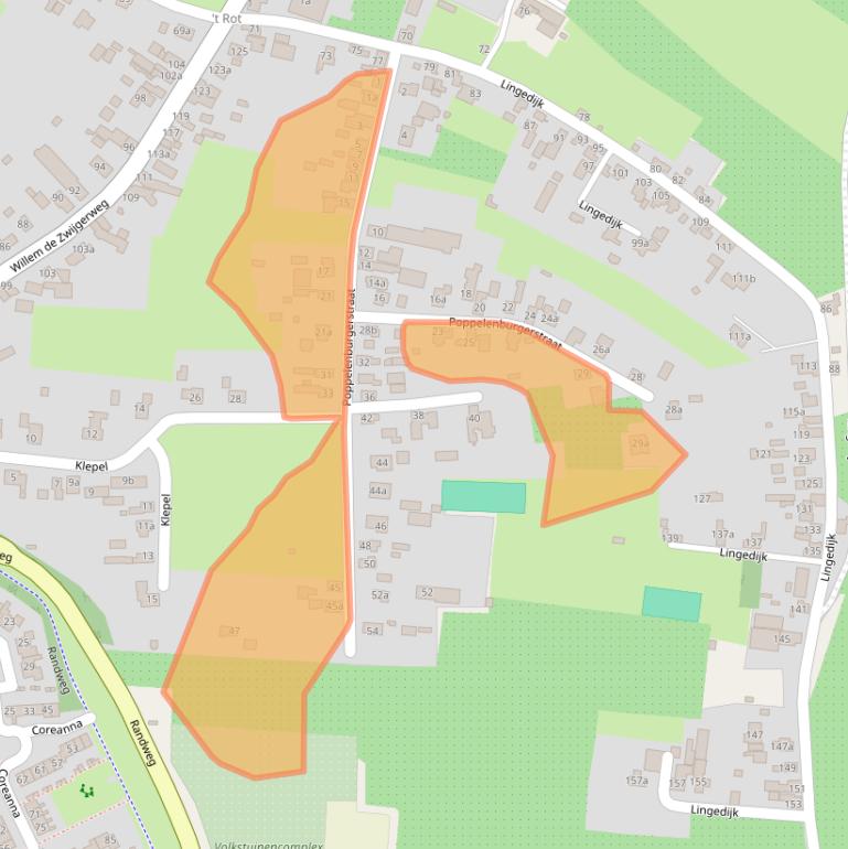 Kaart van postcodegebied 4191ZS.