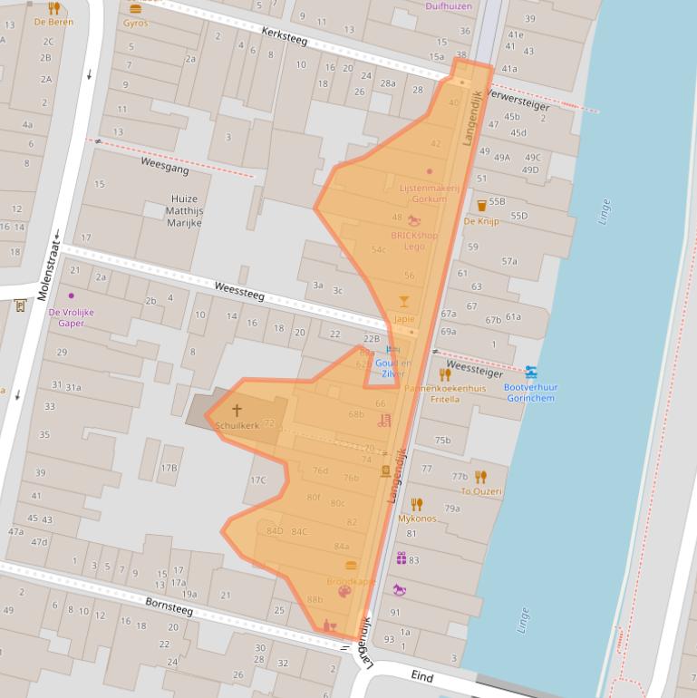 Kaart van postcodegebied 4201CJ.