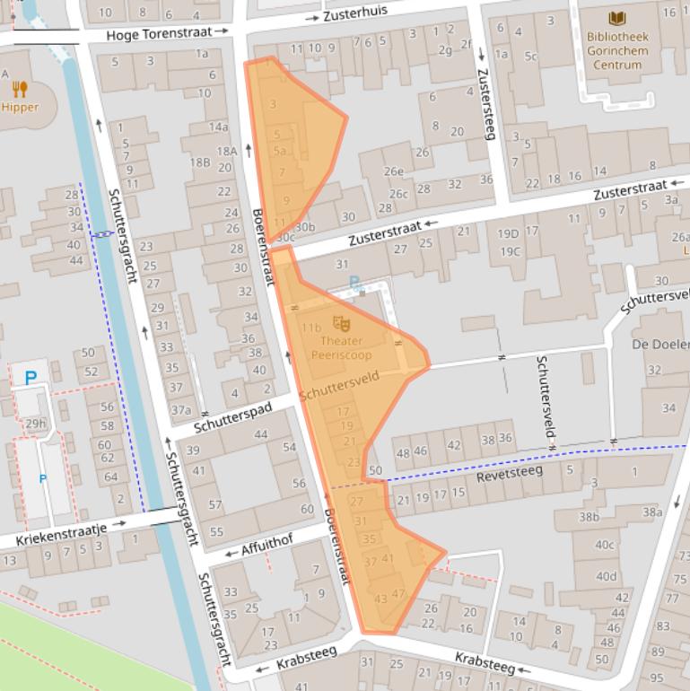 Kaart van postcodegebied 4201GA.