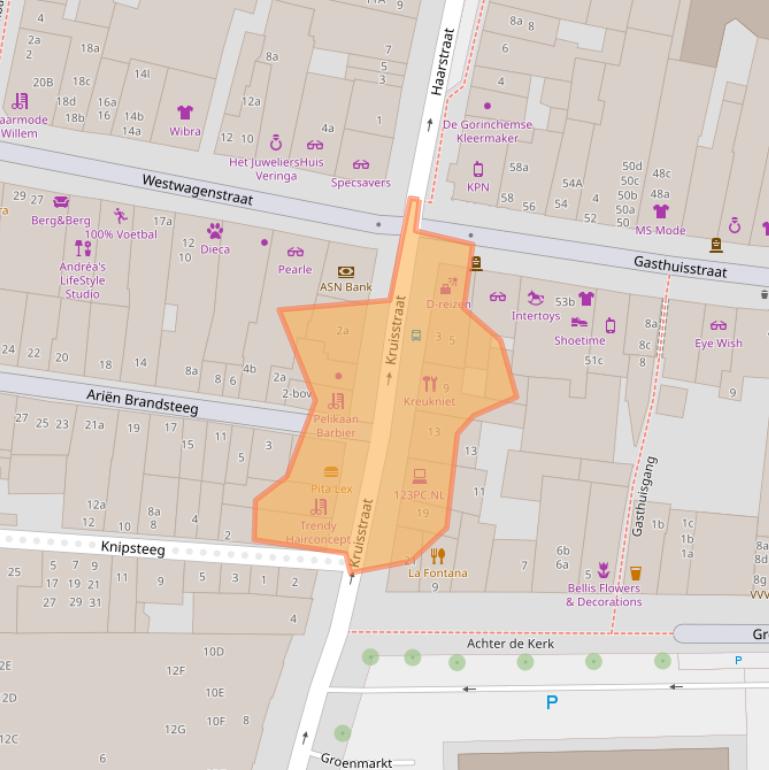 Kaart van postcodegebied 4201GE.