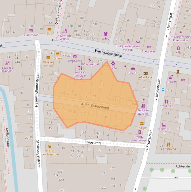 Kaart van postcodegebied 4201GG.