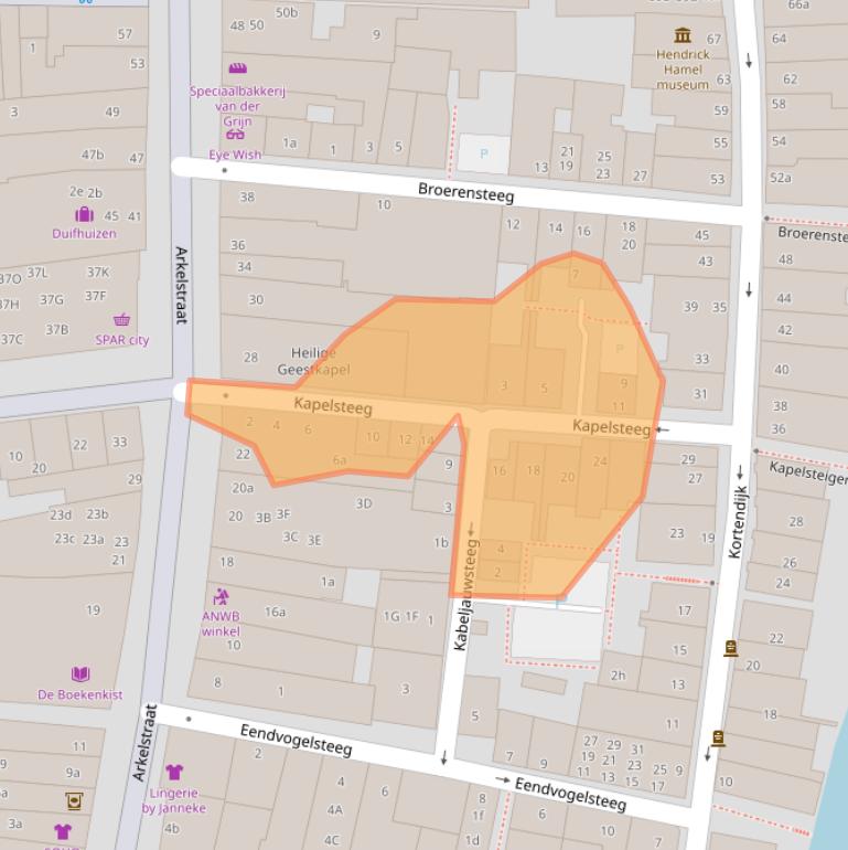 Kaart van postcodegebied 4201JZ.