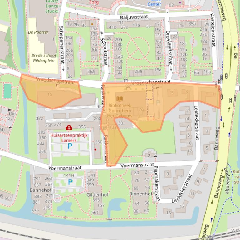Kaart van postcodegebied 4204AJ.