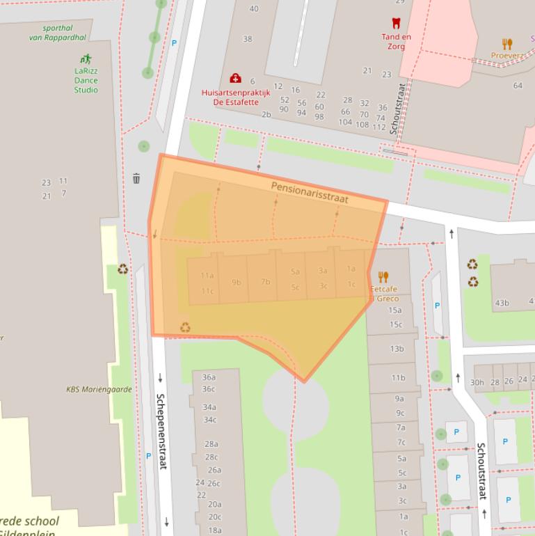 Kaart van postcodegebied 4204BE.