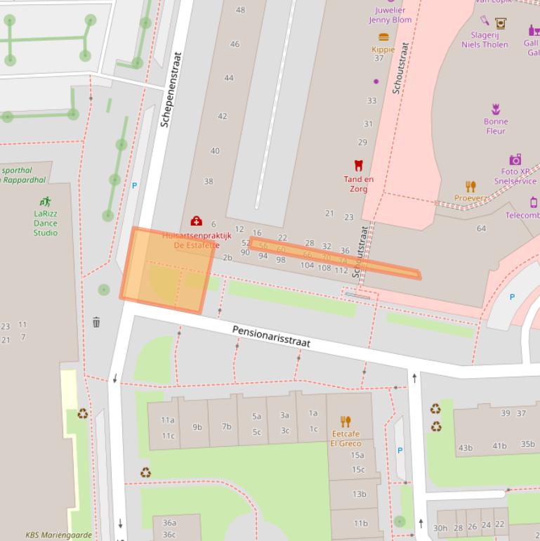 Kaart van postcodegebied 4204BJ.