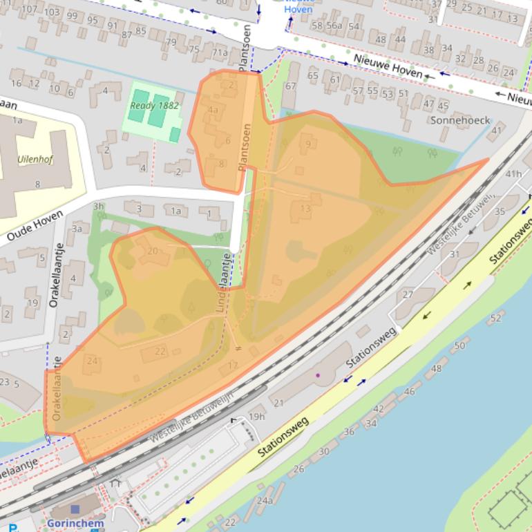 Kaart van postcodegebied 4205AJ.