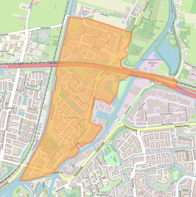 Kaart van postcodegebied 4206.