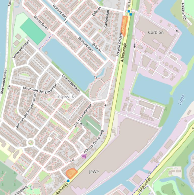 Kaart van postcodegebied 4206AB.