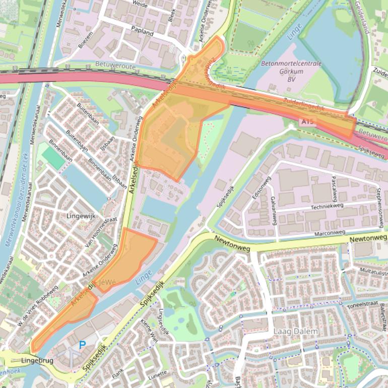 Kaart van postcodegebied 4206AC.