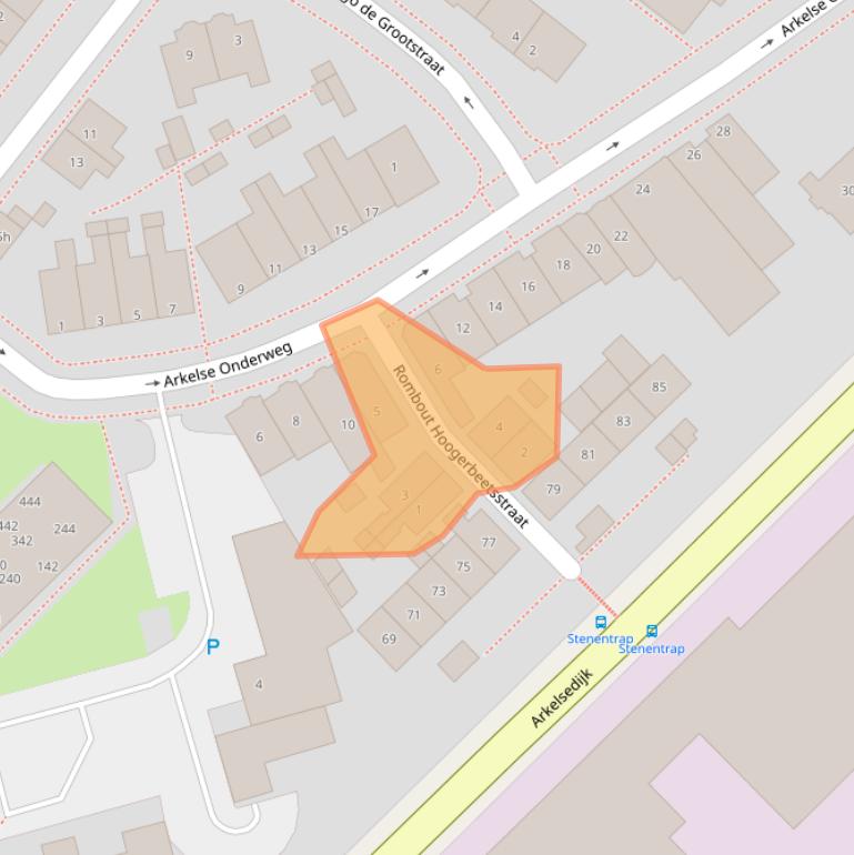 Kaart van postcodegebied 4206AJ.