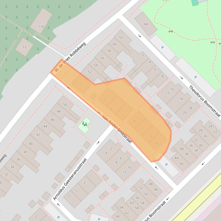 Kaart van postcodegebied 4206AW.